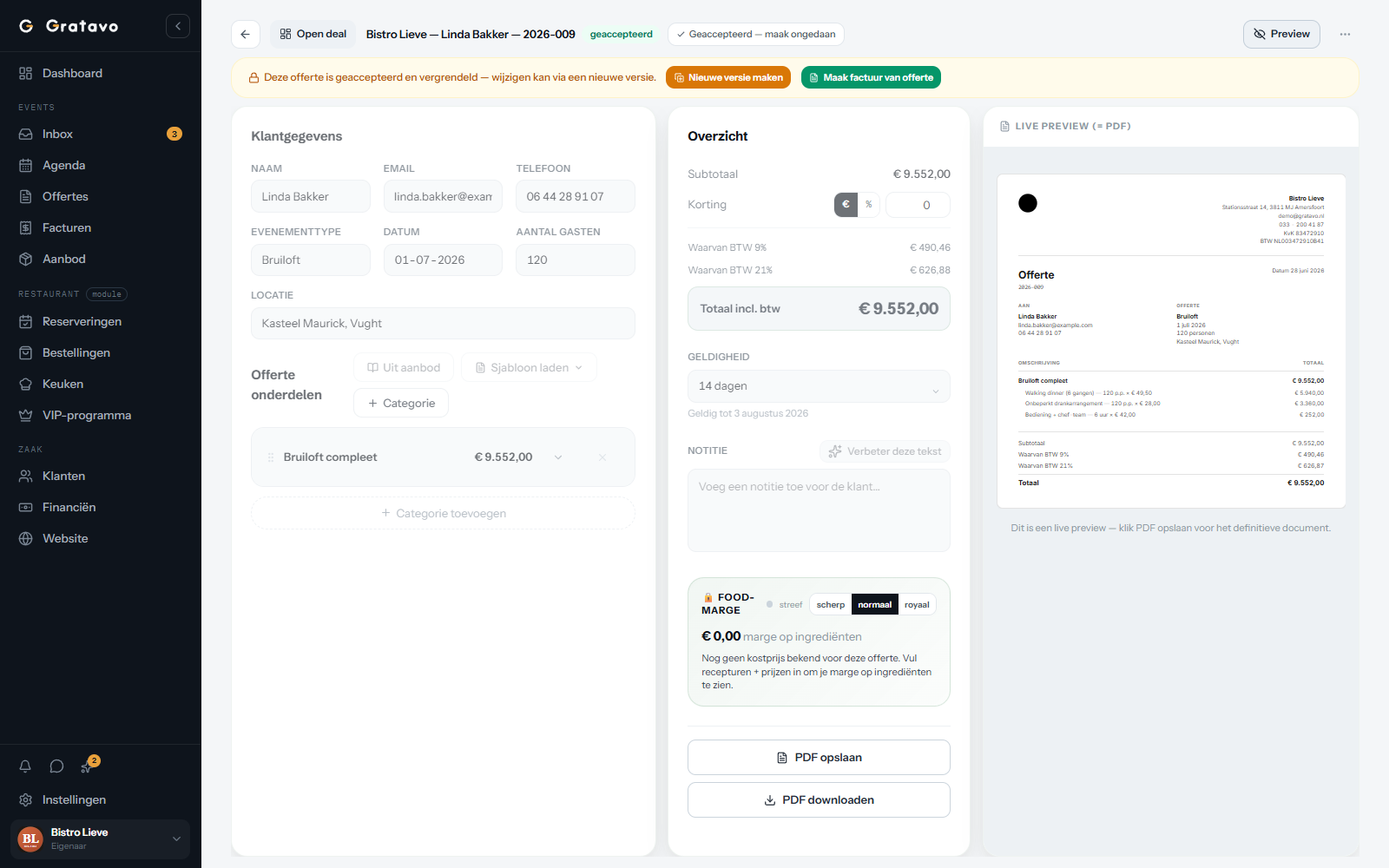 Offertegenerator met live PDF-preview